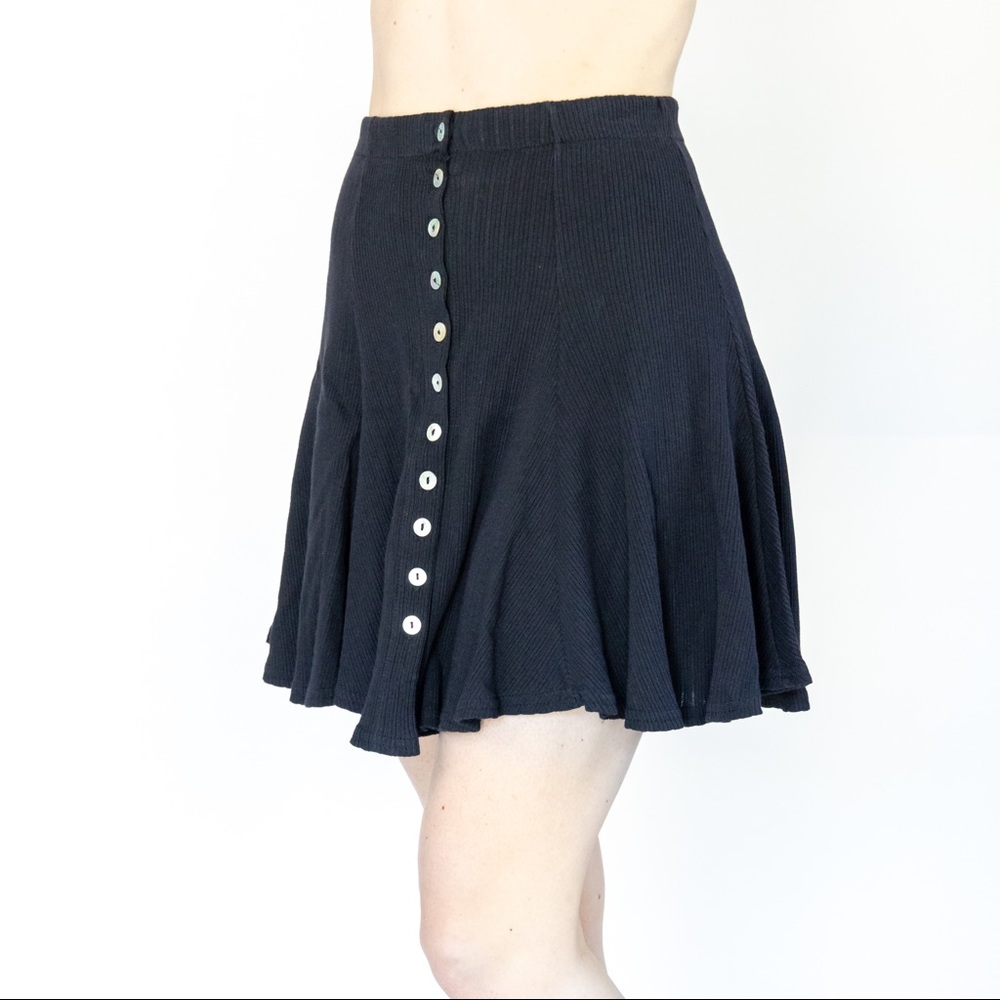 Vintage Short Black Button-up Skirt